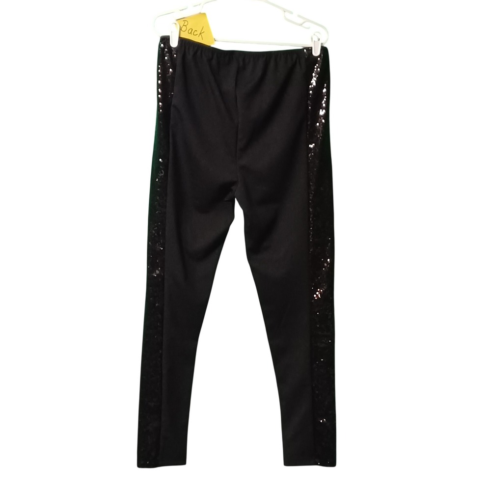 Venus Black Sequin Side‎ Panel Leggings Womens Large Elastic Waist J81528 FA18